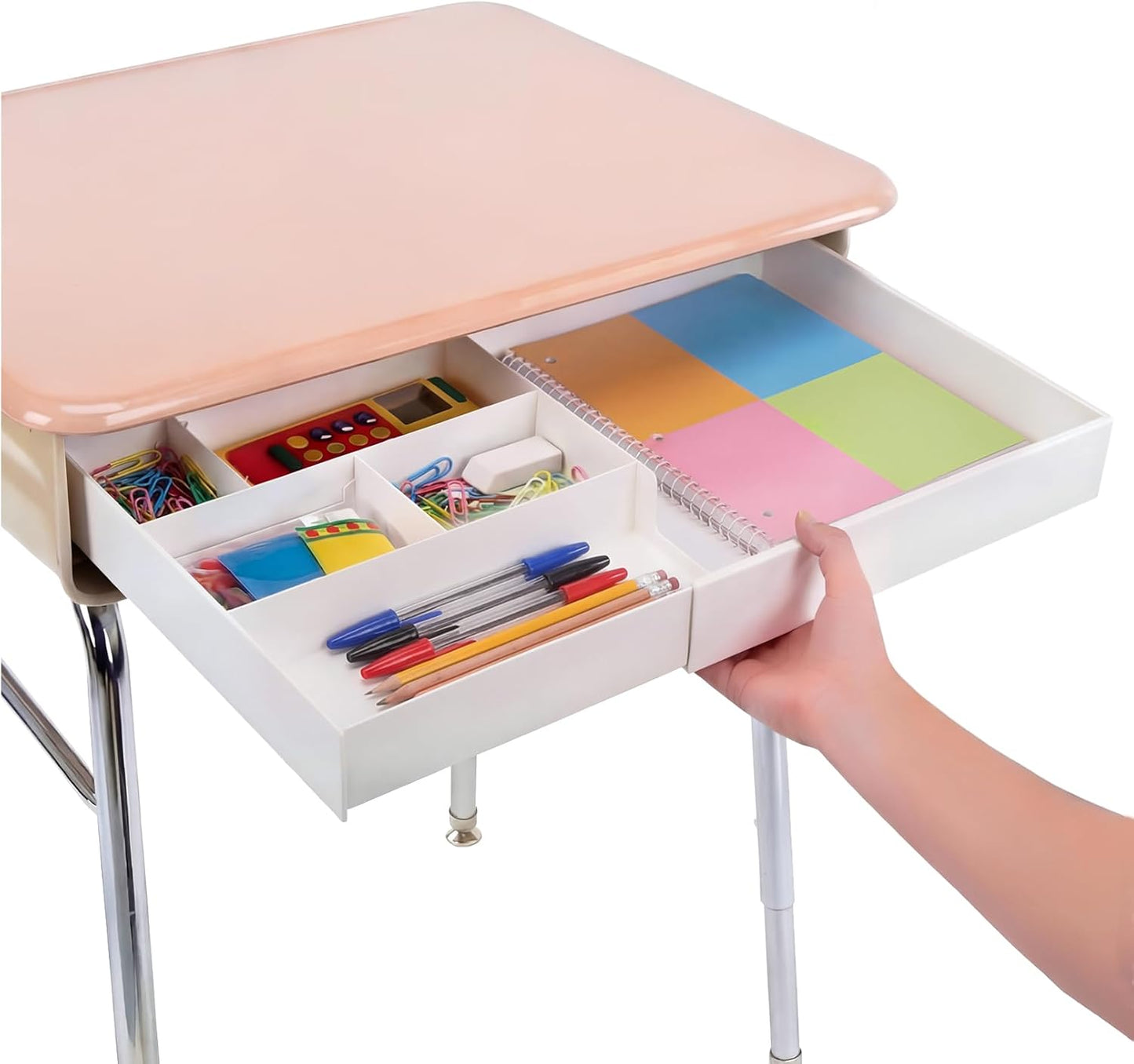 Yalikop Plastic Desk Drawer Organizer 12 x 20 Inch Large White Expandable Drawer Organizer Trays with Extendable Tray Adjustable Student Desk Organizing Tray for Makeup Office School Supplies