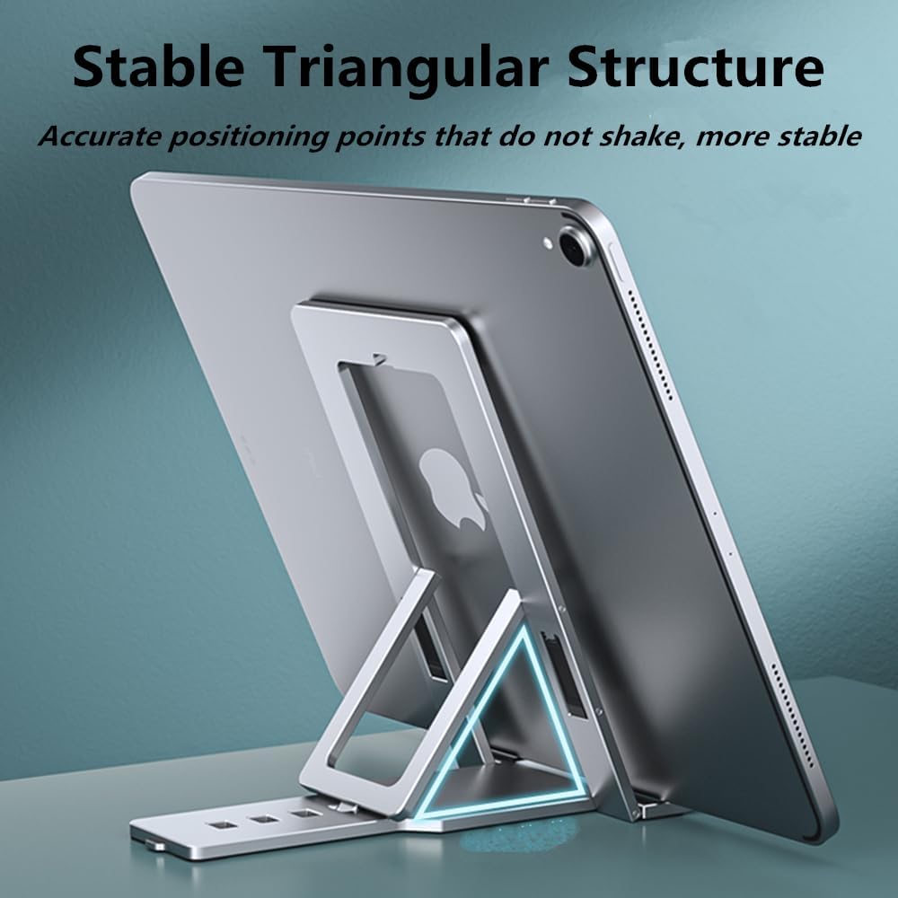Cell Phone Stand, Fully Adjustable Foldable Desktop Phone Holder for Desk, Thick Case Friendly, Compatible with All Phones (A-Black)