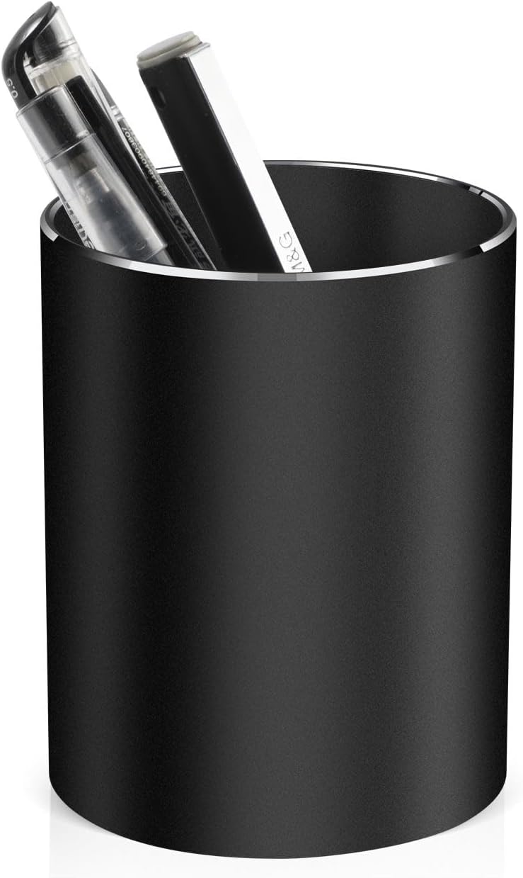 Pen holder, aluminum alloy waterproof pen holder, desktop simple and modern minimalist, multifunctional office supplies for families, kids and schools (blue)