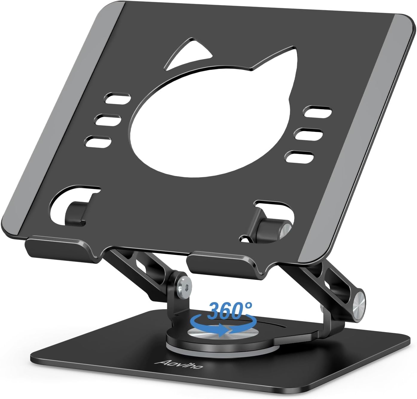 Aoviho Tablet Stand 360° Rotating Aluminum Holder - Adjustable, Portable & Foldable Monitors Stand for iPads, Compatible with 4-13.3" Tablets, Purple