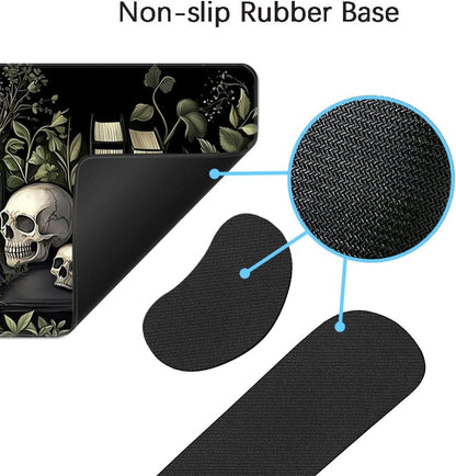 MIBITRI Keyboard Mouse Pad Set, Extended Gaming Mouse Pad+Ergonomics Keyboard Wrist Rest Support, Memory Foam, Easy Typing Pain Relief, 4Pcs XXL Ultra Thick Desk Mat, Enchanted Bookshelf