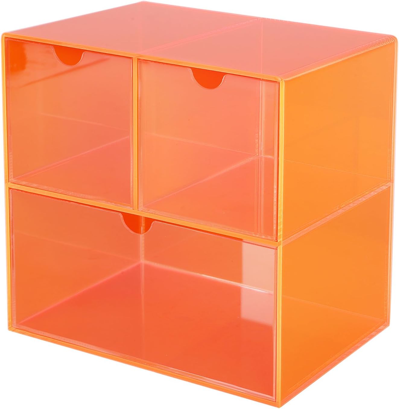 Gelite Desk Organizer with 3 Storage Drawers for Makeup Office Acrylic Desktop Drawer Organizer for Vanity Office Organization and Storage Box, Neon Pink