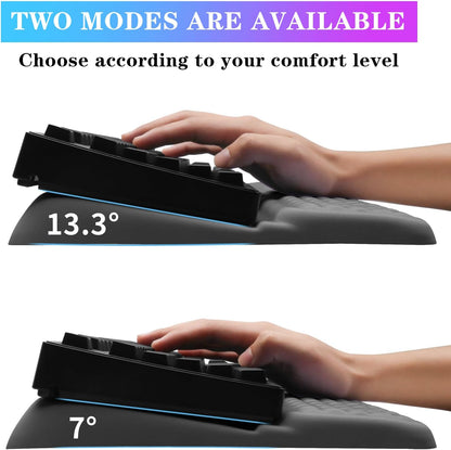 Computer Keyboard Stand with Wrist Rest, Ergonomic Tilted Keyboard Holder - Keyboard Riser with Wrist Pad - Keyboard Tray Support for Office Home - Black