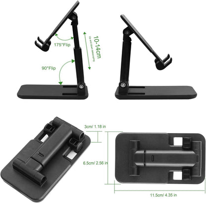 3 Pcs Cell Phone Stand,Fully Foldable and Angle Height Adjustable with Silicon Pad Cell Phone Holder for Desk, Office, Tablet Stand Compatible with All 4-10 Inches Smartphone and Tablet(Black)