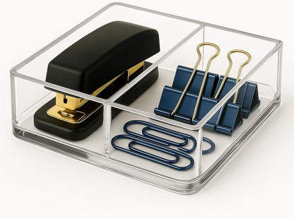 Paper Clip Holder w/ Adjustable Compartment includes Premium Gift Box. Great Gift for Christmas. Durable & Stylish Desk Organizer for Office Supplies & Sticky Note/Post it Note Holder.