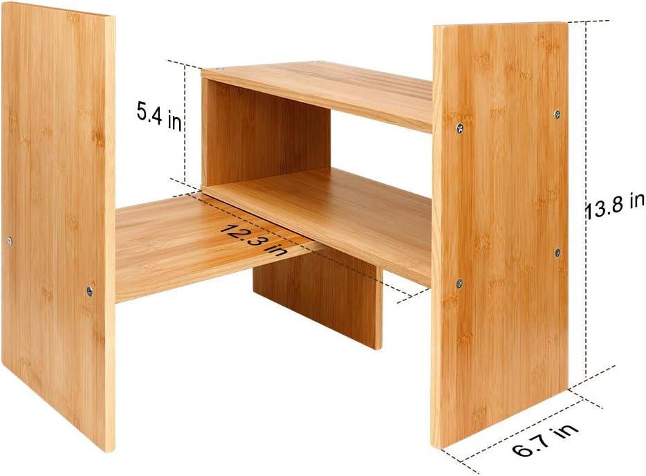 Sorfity Adjustable Desktop Bookshelf, Desk Organizer Display Shelf Counter Top Bookcase Free Style Display Shelf Rack Office Supplies Storage Shelf Book Multipurpose Bookshelf for Office Kitchen
