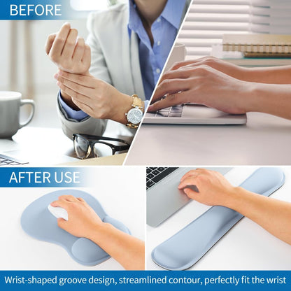 RICHEN Wrist Rest Support for Mouse Pad&Keyboard Set with Coaster,Concave Curved Memory Foam, Non-Slip Base Pain Relief Comfortable Easy Typing Pad for Home/Office (Lavender Purple)