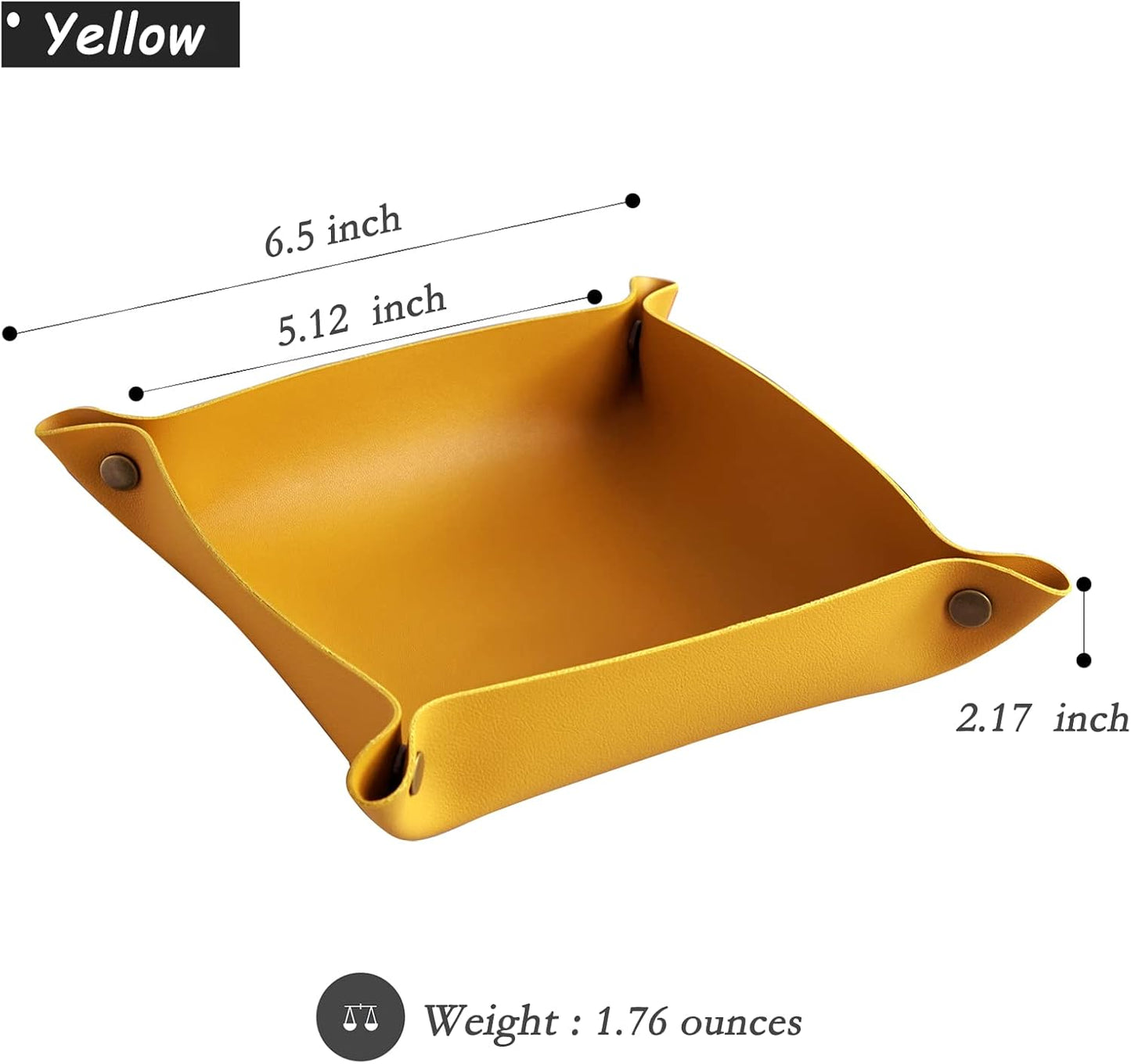 Leather Valet Tray, Small Catchall Tray, Desktop Storage Organizer, EDC Dump Tray for Key, Phone, Jewelry, Wallet, Coin, Watch (Khaki-S)