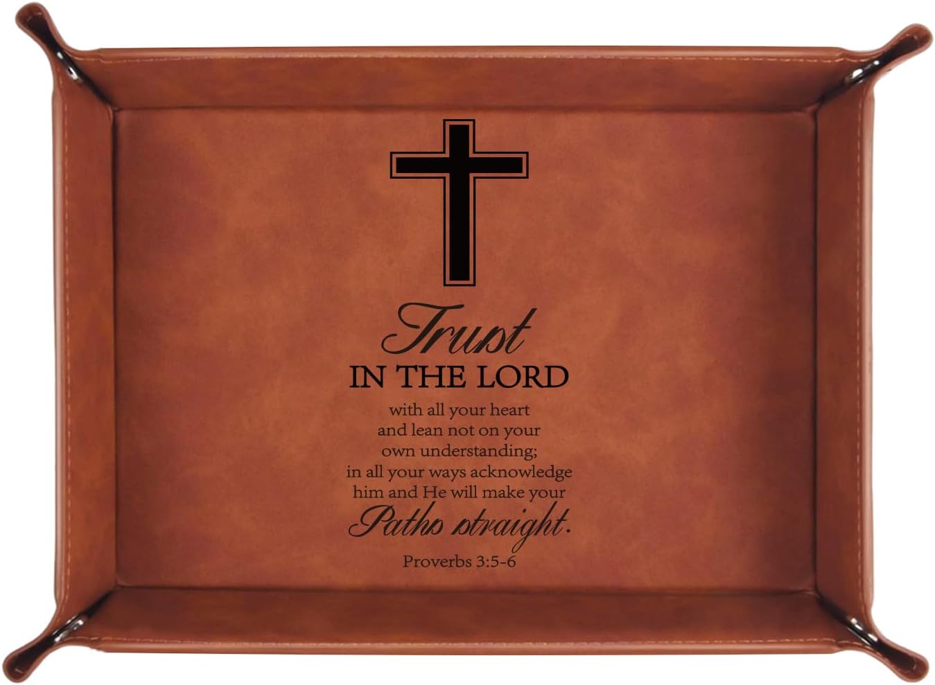 Christian Gifts,Leather Tray Engraved Personalized Tray,Bible Verse Faith Religious Birthday Inspirational Gifts,Valet Desktop Storage Organizer (Philippians 4:13)