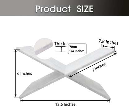 Large Clear Acrylic Book Stand - Perfect for Displaying Open Books on Your Coffee Table - Ideal for Bibles, Cook Book, Guest Books, Magazines, with a Lucite Paperweight(Marble Pattern)