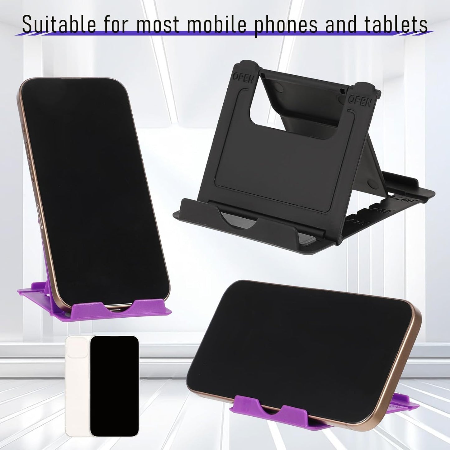 7 Pack Foldable Phone Stands Holder, Multi-Angle Desktop Tablet Stand Portable Universal Tabletop Phone Holder for All Mobile Smart Cell Phones Tablet Display
