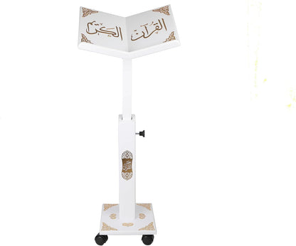 Prayer Book Holder Stand Ramadan Gift Rihal Rehal Wooden Carved Gift (Adjustable White)