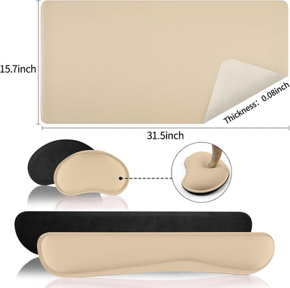 Green Desk Pad and Keyboard Wrist Rest, 3in1 Mousepad + Keyboard Wrist Rest+Mouse Wrist Rest for Home Office Table Computer Cover. (31.5×15.7,Green)