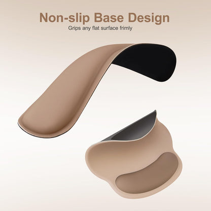 MOSISO Wrist Rest Support for Mouse Pad&Keyboard Set, Streamline Ergonomic Mousepad&Coaster Non-Slip Base Home/Office Pain Relief&Easy Typing Pad with Soft Cloth&Silicone Lining, Antique Green