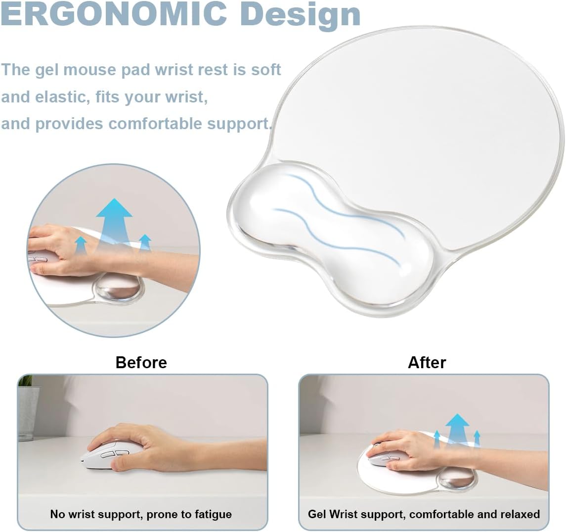 Gel Wrist Rest and Cloud Mouse Pad Support for Keyboard and Mouse - Ergonomic Pink Keyboard Wrist Pad Set for Typing Pain Relief/Computer/Laptop/Gaming/Home/Office (Cloud Shape, Gradient Blue Pink)