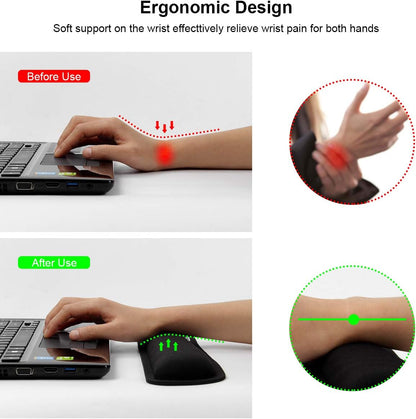 VECUU Keyboard Wrist Rest, Pad with Ergonomic Raised Memory Foam for Easy Typing & Pain Relief, Anti-Slip Wrist Support Suit for Computer, Laptop, Office, PC Gaming (Black)