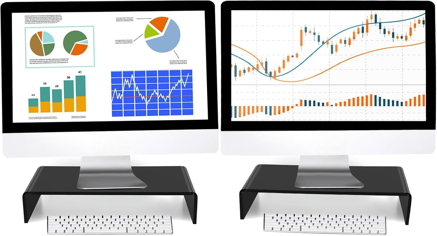 Jetec 2 Pcs Acrylic Monitor Stand Desktop Video Acrylic Monitor Riser Desk Shelf Computer Stand for Laptop TV Computer Screen Desk Organizer Teacher's Day Supplies (Clear, 12 x 8 x 3 Inch)