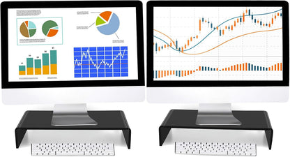 Jetec 2 Pcs Acrylic Monitor Stand Desktop Video Acrylic Monitor Riser Desk Shelf Computer Stand for Laptop TV Computer Screen Desk Organizer Teacher's Day Supplies (Clear, 12 x 8 x 3 Inch)