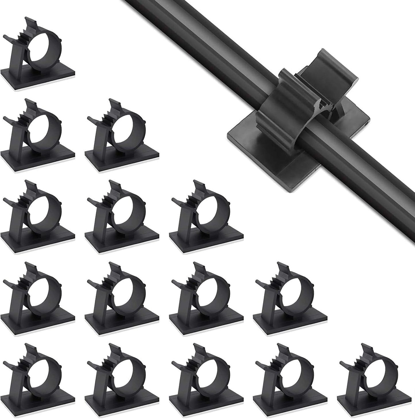 Viaky 30 Pcs Black Cable Wire Clips Adjustable Nylon Wire Holder Adhesive Cable Management Suitable for Maximum Diameter 0.5 inch (12.5mm) Cables