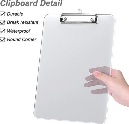 Rimilak 8.5 x 11 Plastic Clipboards Set of 2, Low Profile Metal Clip, Translucent Board, 12.5 x 9 in Letter Size, Office Supply, Back to School, Purple
