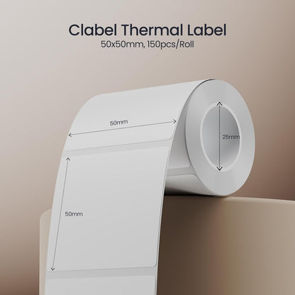 Clabel Printable White Cable Labels 6 Rolls of Thermal Self-Adhesive Paper Labels Tape, 25x78mm (1"x3") 100 Sheets Per Roll, Black Print on White Sticker Tags Durable