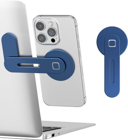 CloudValley Adjustable Laptop Stand, Magnetic Phone Holder, Aluminum Slim Computer Monitor Side Mount Clip for iPhone MagSafe Series & All Phones, Portable Foldable Computer Expansion Bracket, Black