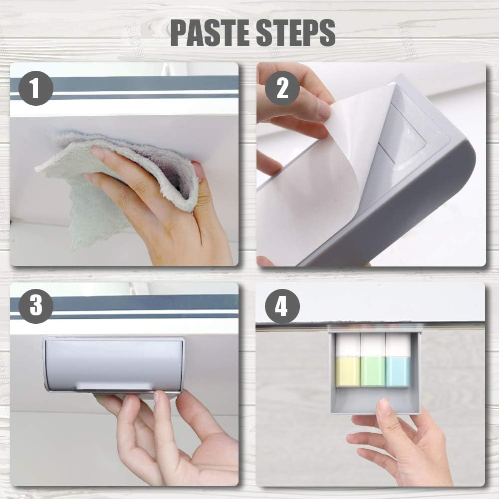 YOOUSOO 2 Pack Under Desk Storage Drawer Organizer, Hidden Slide Out Drawer Attachment, with Self - Adhesive Feature for Desktop and Table Organization, Hidden Under Desk