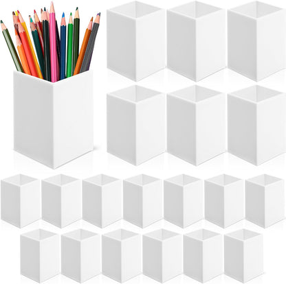 Crtiin 20 Pieces Acrylic Pencil Holder Makeup Brush Holder Pen for Desk Pencil Cup Acrylic Desk Accessories Desktop Stationery Organizer for Office School Home Supplies(Clear)