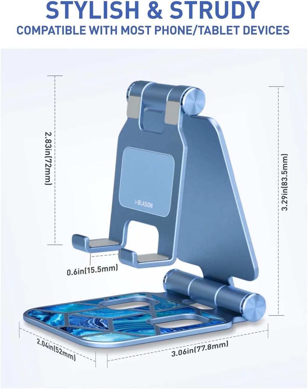 i-Blason Cell Phone Stand for Desk, Cell Phone Holder, Fits All Smart Phones, iPhone 16 15 14 13 Pro Max, Foldable Phone Stand Holder, Marble