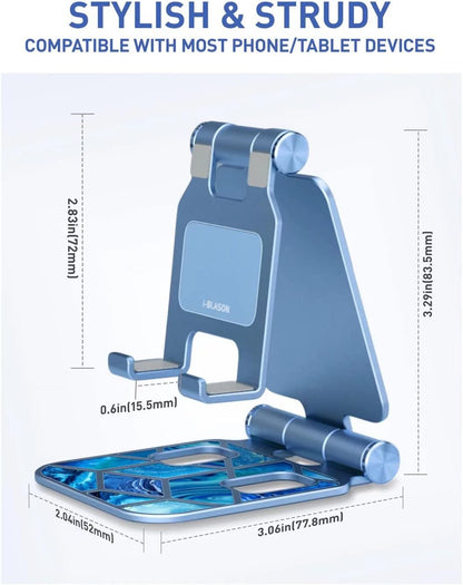 i-Blason Cell Phone Stand for Desk, Cell Phone Holder, Fits All Smart Phones, iPhone 16 15 14 13 Pro Max, Foldable Phone Stand Holder, Marble