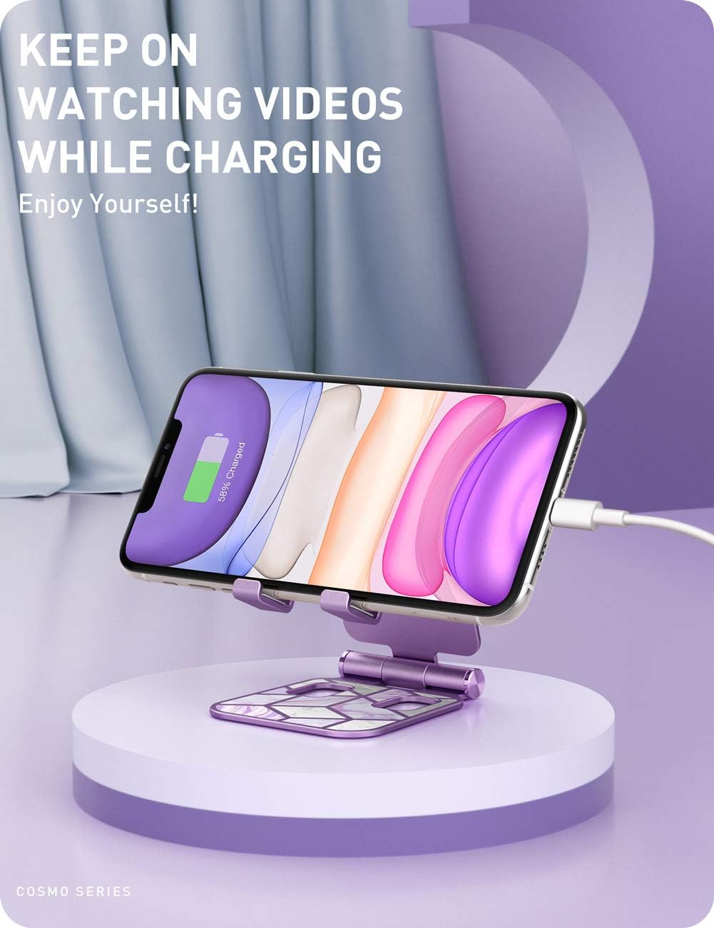 i-Blason Cell Phone Stand for Desk, Cell Phone Holder, Fits All Smart Phones, iPhone 16 15 14 13 Pro Max, Foldable Phone Stand Holder, Marble