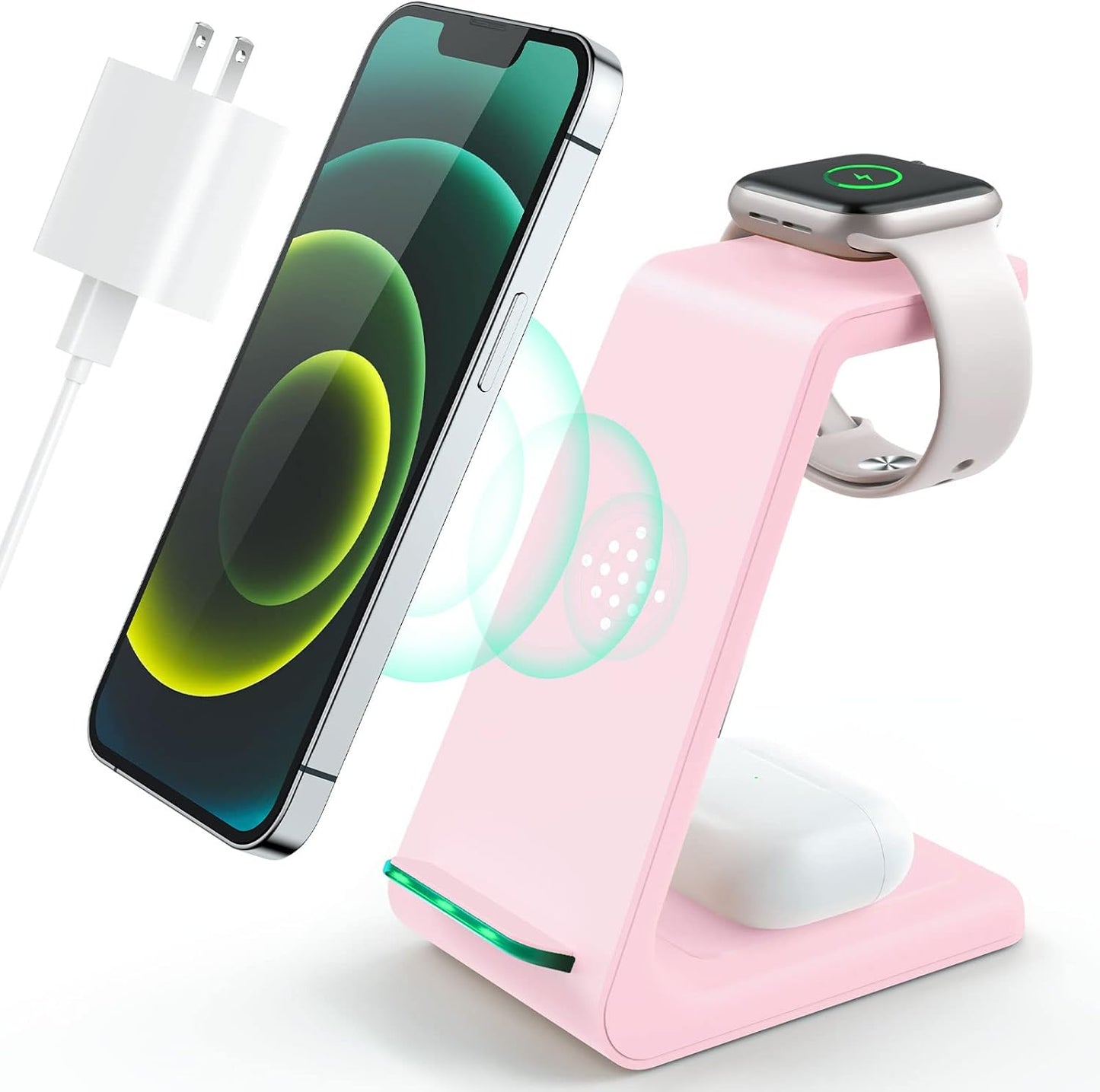 3 in 1 Wireless Charging Station, 2026 Upgraded Fast Desk Charger Station for iPhone 17 16 15 14 13 12 Pro Max Plus, Charger Stand for Apple Watch 10 9 8 7 6 5 4 3 2 SE, Airpods 4 3 2 Pro(Black)