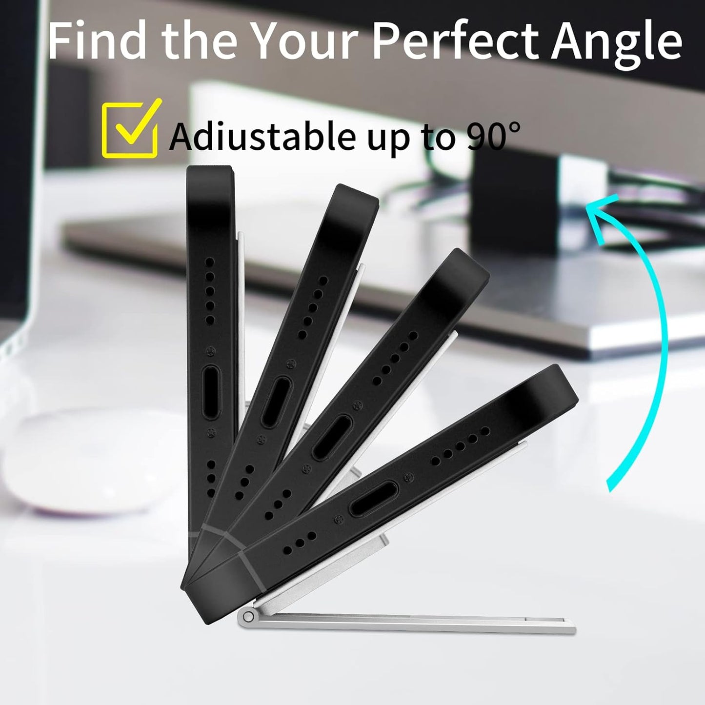 Mini Phone Kickstand, Folding Invisible Portable Metal Cell Phone Stand Holder for Desk, Compatible with iPhone, Samsung and All Cellphones, Black