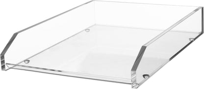 Kantek Clear Acrylic Large Letter Tray, Stackable Desk Organizer, Front Loading, 10.6" x 13.9" x 2.5", Non-Skid Feet, Office Organizer, Desk Accessory