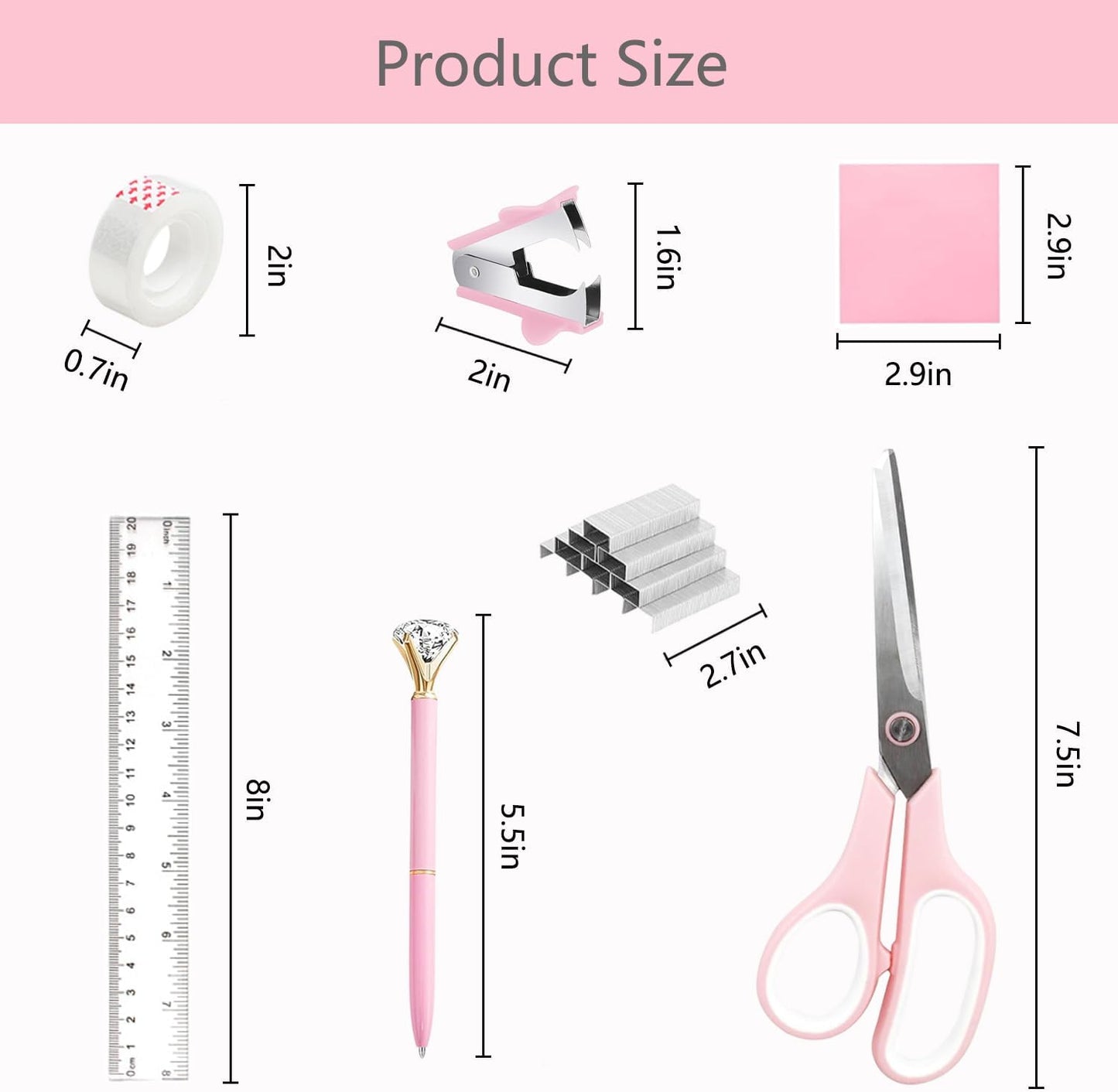 suniya Office Supplies,Gold Desk Accessories,with Stapler,Tape Dispenser,Pen Holder,Scissors,Phone Stand,Staple Remover,Ballpoint Pen,Clear Tape, Staples,Ruler,Clips,Best Gift for Business or Boss