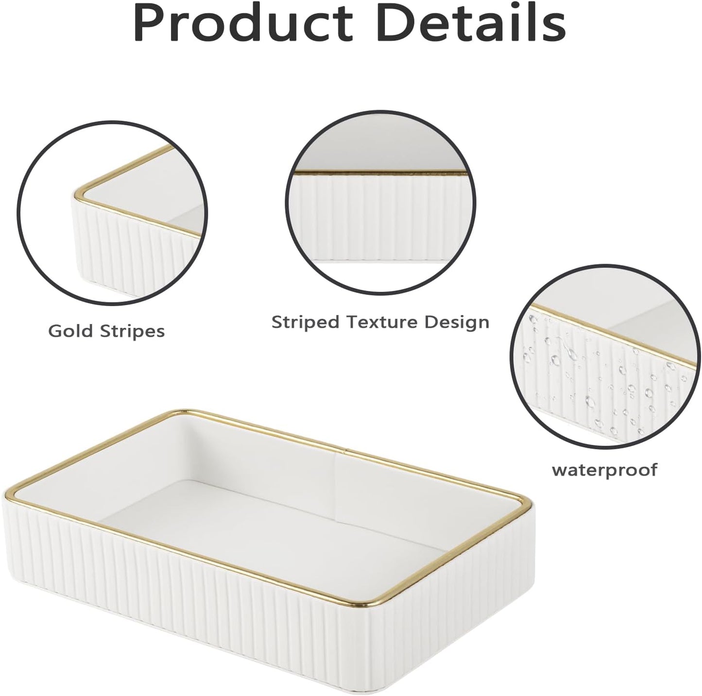 PU Leather Valet Tray,Desk Organizer Tray Nightstand Organizer Trinket Dish Storage Key Bowl Decorative Trays for Phone Wallet Jewelry Watch,Bathroom Bedroom Perfume Vanity Trays,Cream White