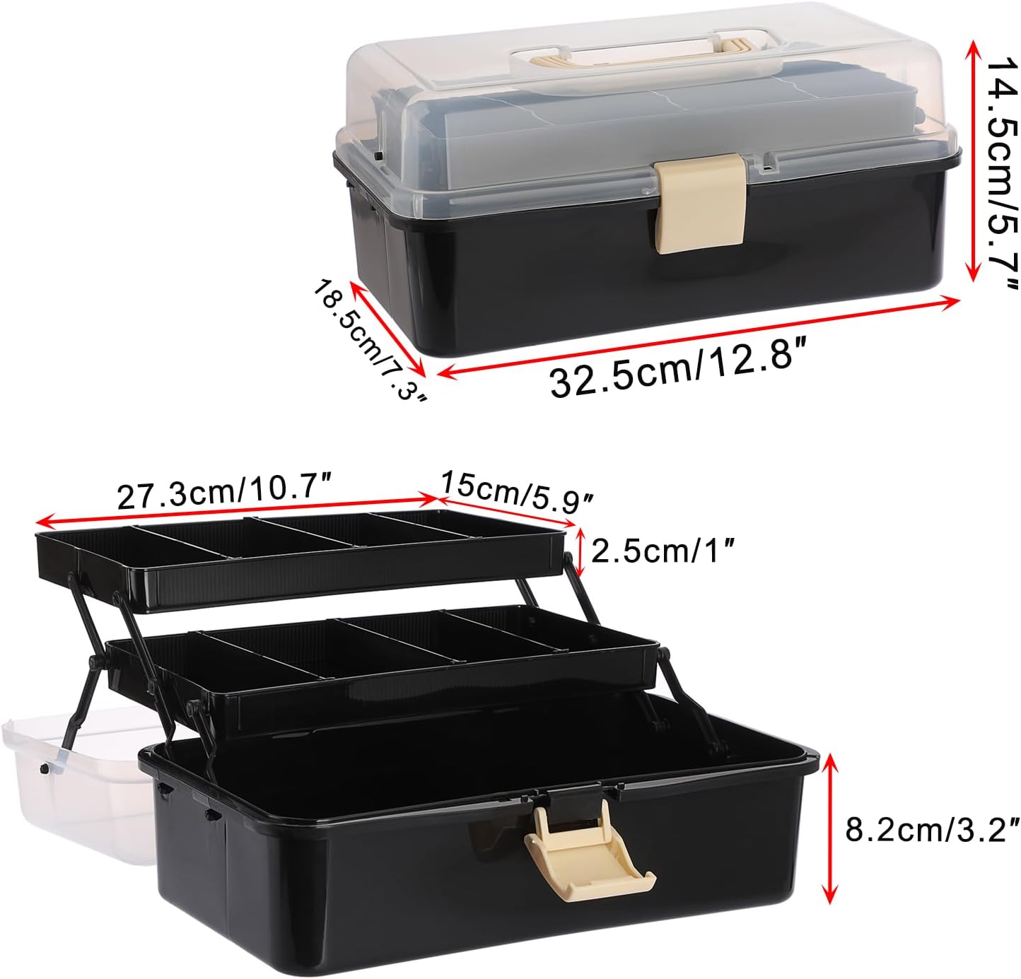 BTSKY 3-Layer Plastic Dividing Storage Box Craft Organizer and Storage with Adjustable Spacers Portable Handled Art Supply Organizer Multipurpose Home Utility Box for Medicine Sewing(Haze Green)