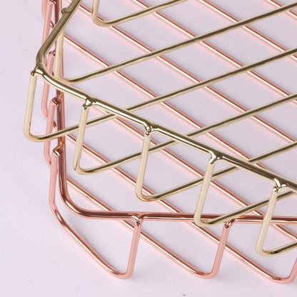 Rose Gold File Organizer for Desk Letter Size Desk Paper Organizer Trays Large Capacity Metal File Organizer Paper Tray Wire Basket Bins for Office Desktop,12.5" x 9.4" x 1.9"