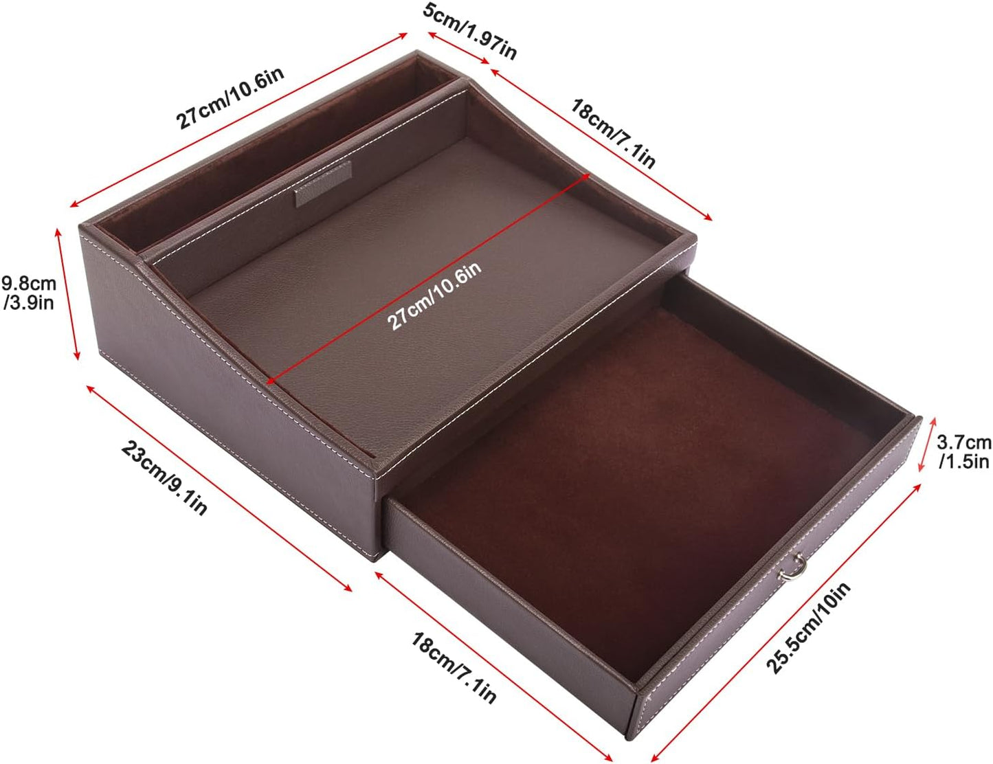 Baoyun Gifts for Dad Mens Nightstand Organizer, Jewelry Box for Men, Mens Dresser Organizer Countertop, Large Capacity Leather Valet Tray for Phones Pad Wallet Key Christmas Gifts for Men