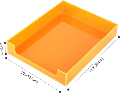 Paper Tray Acrylic File Organizer for Desk Letter Tray Desk Organizer Document Holder Sorter Storage for A4 Office Supplies Magazines, 13.8x10.6x2.4 Inches, Neon Pink