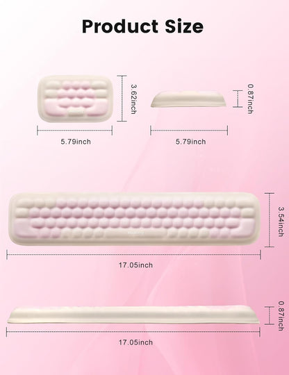 Meatanty Keyboard and Mouse Wrist Rest Set, Computer Wrist Pad Support, Ergonomic Keypad Hand Rest Combo, Memory Foam Typing Desk Accessory Carpal Tunnel Cushion, Laptop Office Home School Women Cute