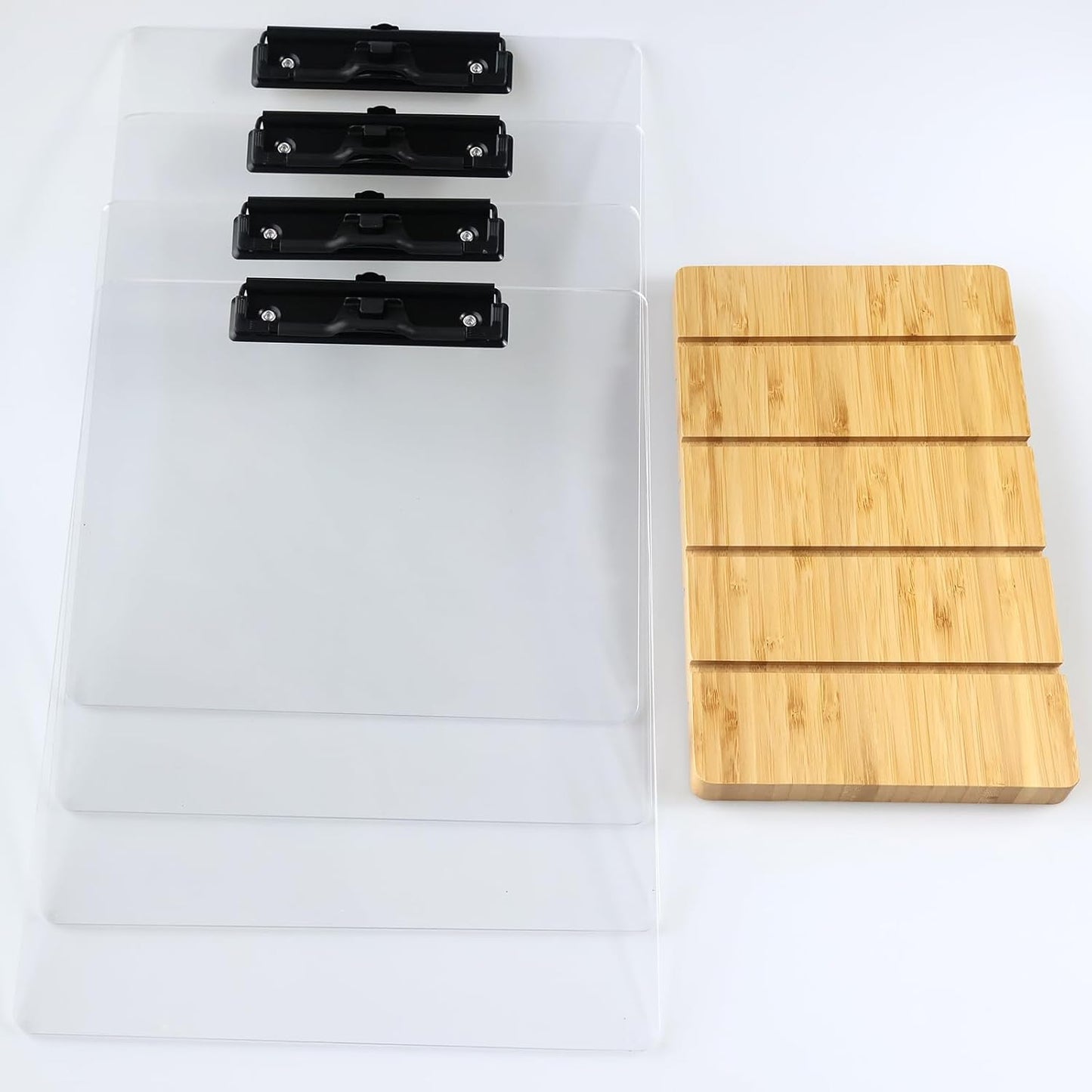 A5 Half Letter Clipboard with Stand,Clear Acrylic Freestanding Memo Size Clipboards,Document Typing Paper Stand,Menu Display Board,Receipt Holder (6"×9")