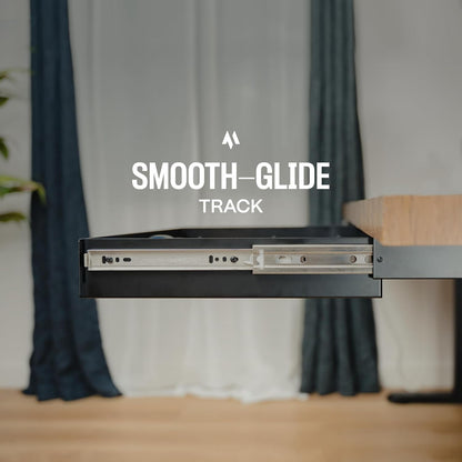 Under Desk Drawer Slide Out Attachment - Carbon Steel Undermount Table Drawer with Cable Management, Pull Out Add-On Storage for Office & Standing Desks (13" x 8" x 2.8")