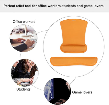 MOSISO Wrist Rest Support for Mouse Pad & Keyboard Set, Ergonomic Mousepad Non-Slip Base Home/Office Pain Relief & Easy Typing Cushion with Neoprene Cloth & Raised Memory Foam, Apricot