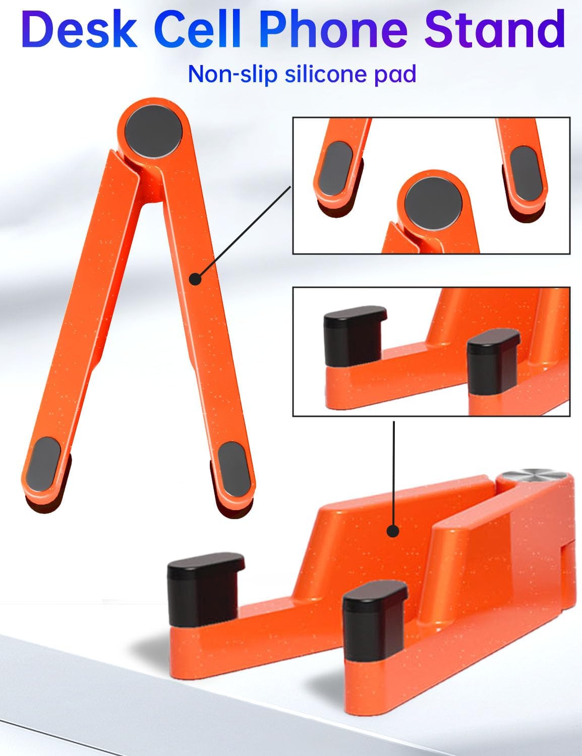 Phone Stand for Desk, Foldable Portable iPhone Stand, Cell Phone Stand Aluminum Phone Holder Cradle Dock for Desk/Travel, Desktop Phone Holder Compatible with iPhone 17 Pro Max 16 15 14 Galaxy S24 S23