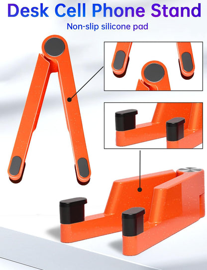 Phone Stand for Desk, Foldable Portable iPhone Stand, Cell Phone Stand Aluminum Phone Holder Cradle Dock for Desk/Travel, Desktop Phone Holder Compatible with iPhone 17 Pro Max 16 15 14 Galaxy S24 S23