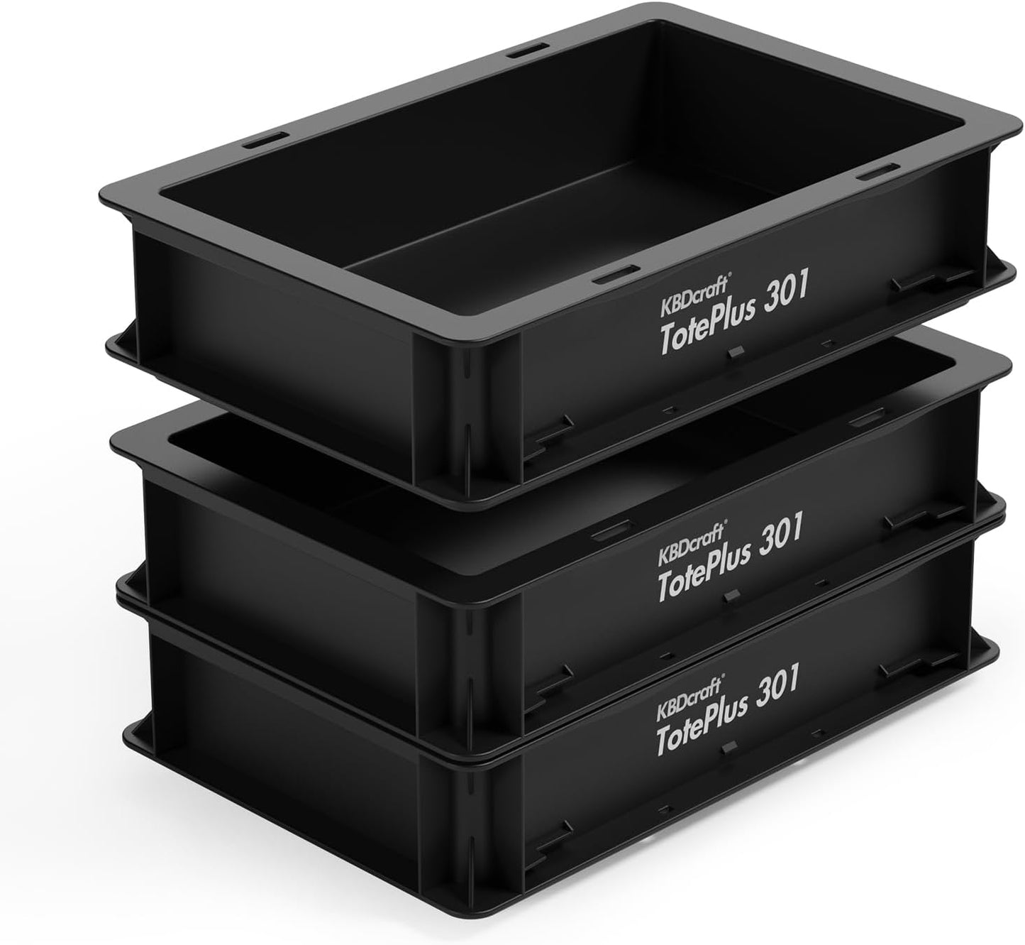KBDcraft Stackable Storage Bin - Heavy-Duty Plastic Organizer Box and Tray with Straight Walls, small plastic bin totes for storage, 12"x8"x3", 0.5Gal, Green, 3 Pack