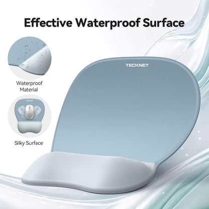 TECKNET Gel Mouse Pad with Wrist Rest, 3 in 1 Keyboard Wrist Rest for Pain Relief, Non-Slip PU Base & Easy Typing, Ergonomic Mousepad Set for Office & Home（Black）