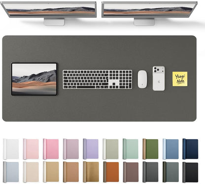 YSAGi Leather Desk Protector, Office Mat, Large Mouse Mat, Non-Slip PU Leather Blotter, Laptop Pad, Waterproof Writing Pad for Office and Home (Light Pink, 23.6" x 13.8") - Colors B