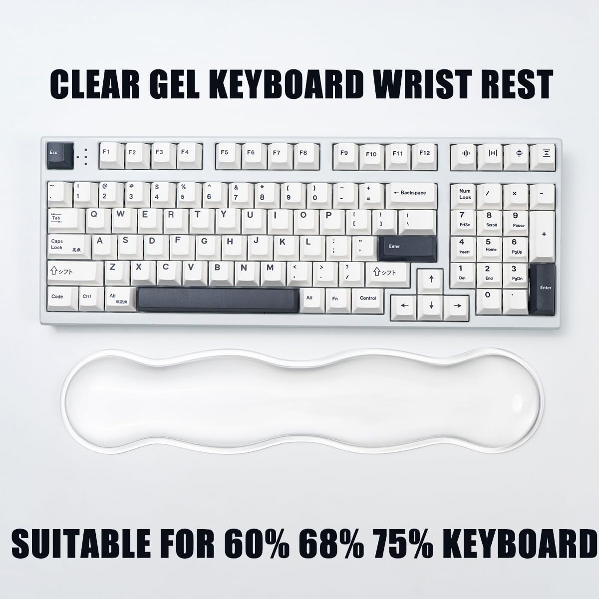 Ergonomic Gel Keyboard and Mouse Wrist Rest Set – Clear Wrist Rest for Computer Keyboard 60%/68%/75%, Comfort & Support for Typing and Gaming (Grey Purple)